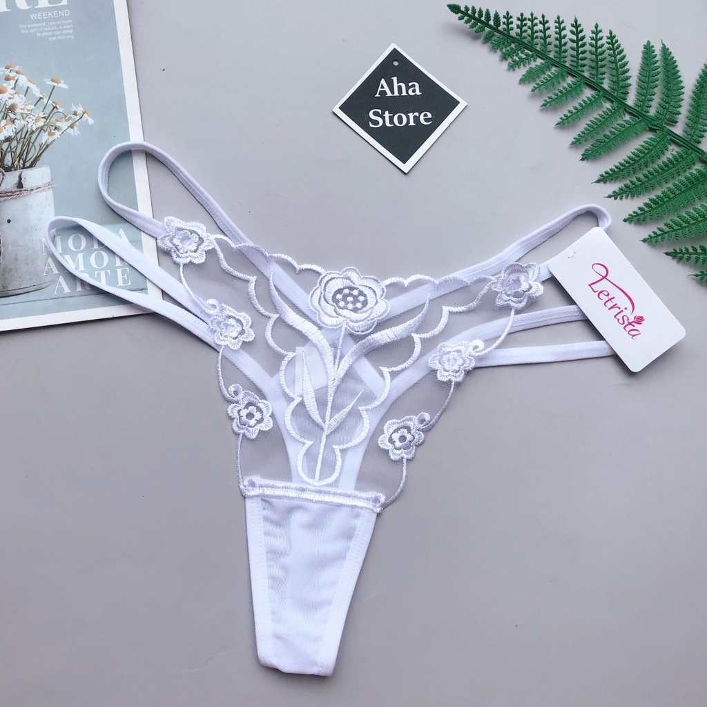 Quần lót ren lọt khe 2 dây xuyên thấu sexy quyến rũ  YiOn Underwear QK03
