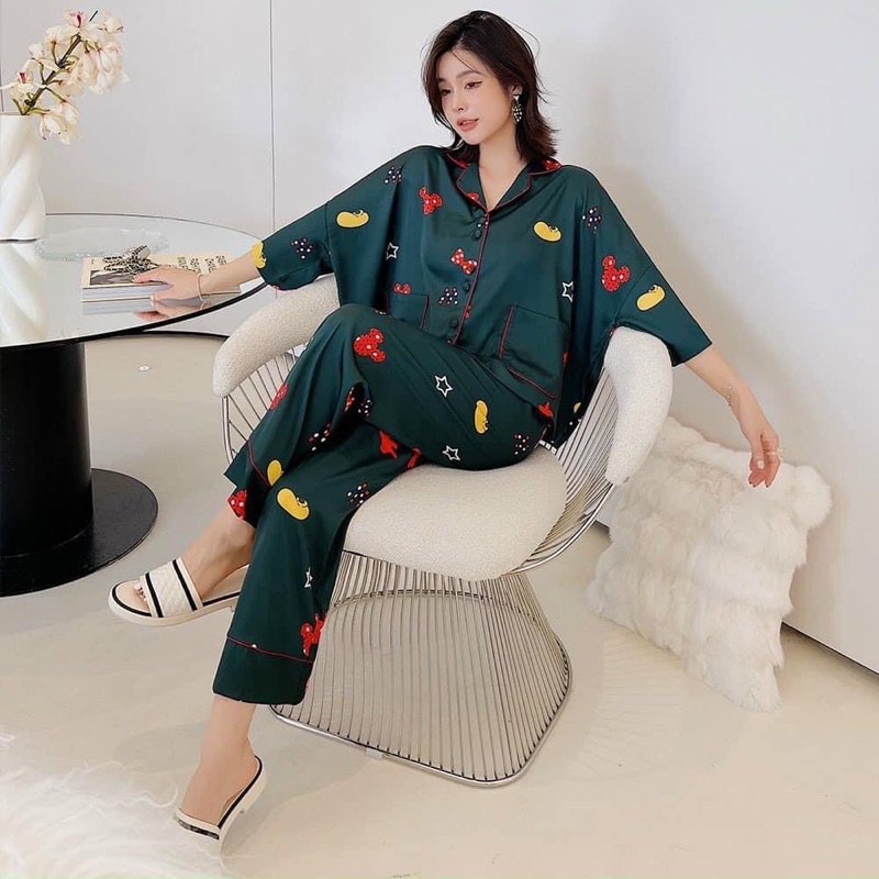 Pijama tay lỡ cánh dơi hoạ tiết cao cấp new 2022