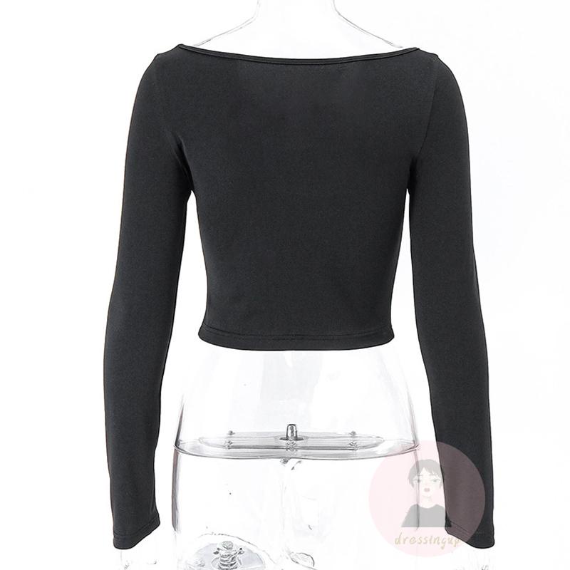 Áo Thun Dài Tay Cổ Thuyền Màu Trơn Thời Trang Mùa Hè Cho Nữ