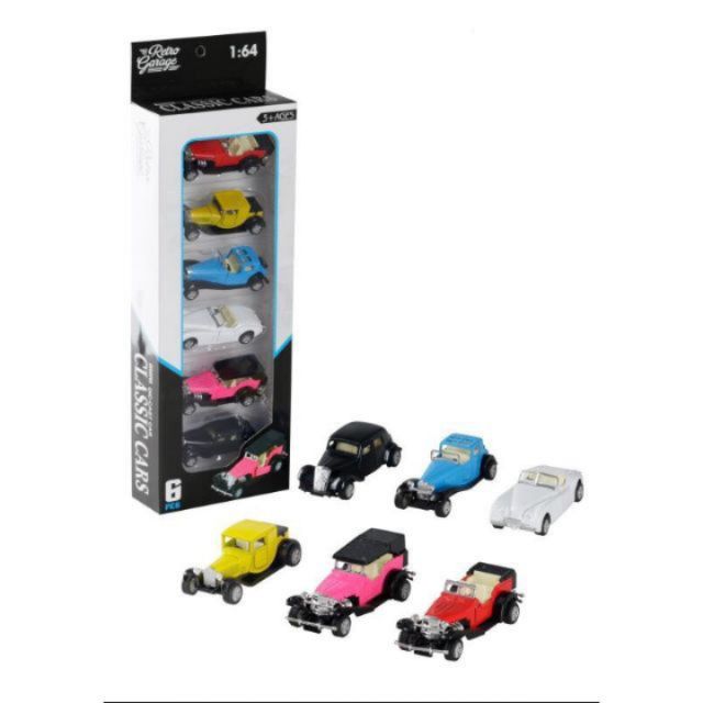 Set 6 xe sắt cổ mini classic car mở cánh  1:64