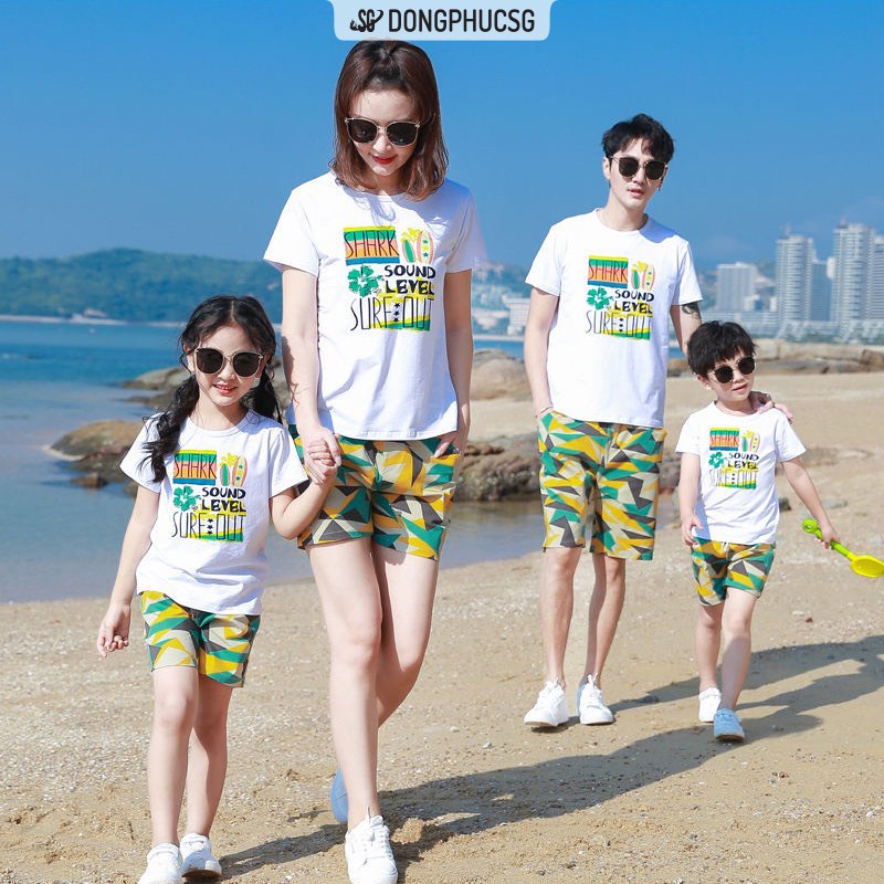 Áo thun gia đình đi biển Đồng phục gia đình 3/4/5 người giá rẻ Thun cotton 4 chiều GD410T