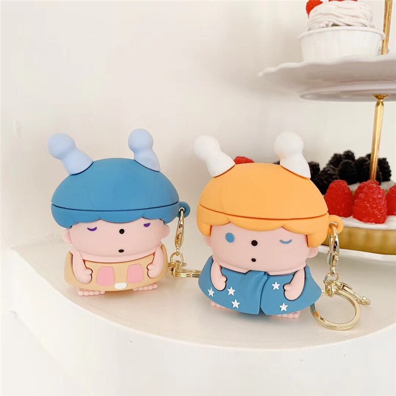 Cute Cartoon 3D Sleeping Baby Boy Girl Couple Headphone Case For AirPods 1 2 Sleep Child Soft Wireless Bluetooth Earphone Cover