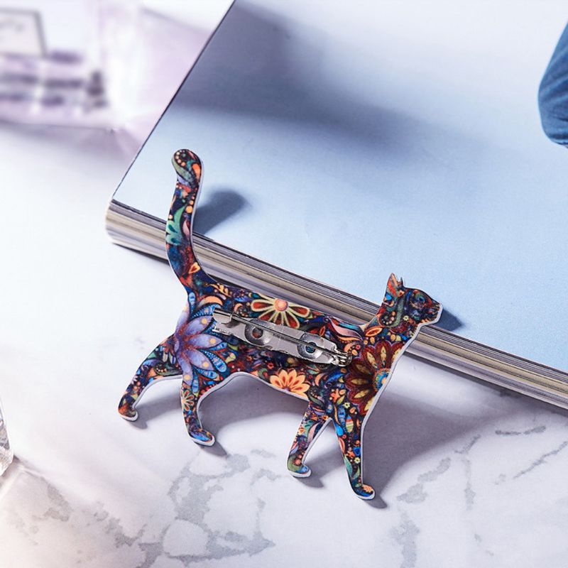 Ghim Cài Áo Hình Mèo Và Hoa Hoạt Hình Bằng Acrylic