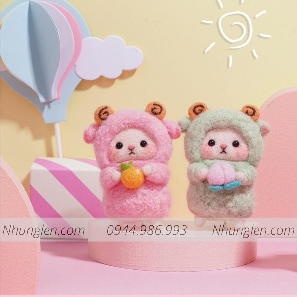 Bộ len chọc Cừu Bé Cưng Đơn Giản Siêu Dễ và Rẻ với LEN XOĂN siêu xịn và đẹp - Needle felting sheep, quà tặng ý nghĩa