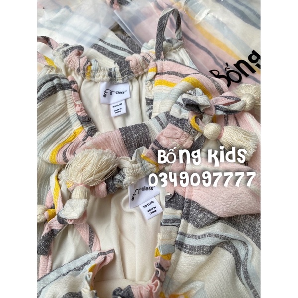 Váy Maxi Bé Gái Kẻ Sọc Phối Màu Art Class