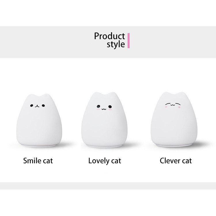 Đèn Ngủ Led Cảm Ứng Chuyển Động Bằng Silicon Hình Mèo Dễ Thương