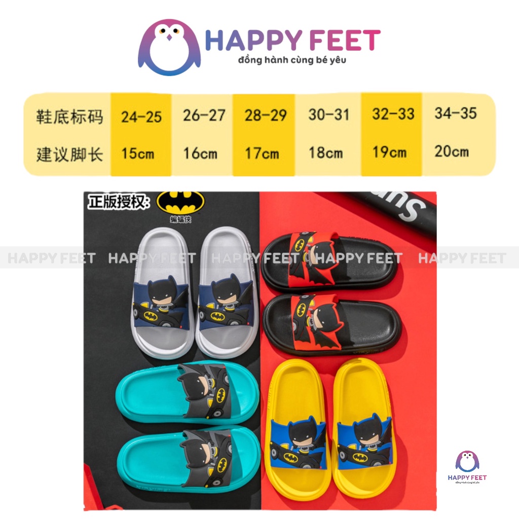 Dép siêu nhân trẻ em Happy feet, lê đế mềm chống trơn trượt chịu nước cho bé trai 3-10 tuổi- No2235