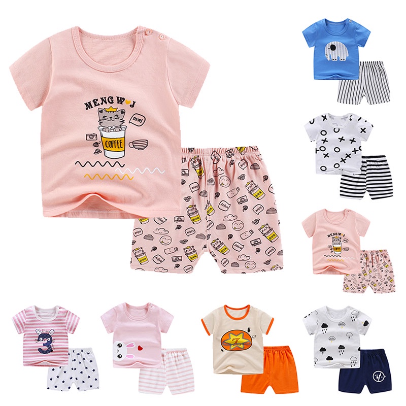 Set 2 bộ áo thun tay ngắn & quần short cho bé trai & gái