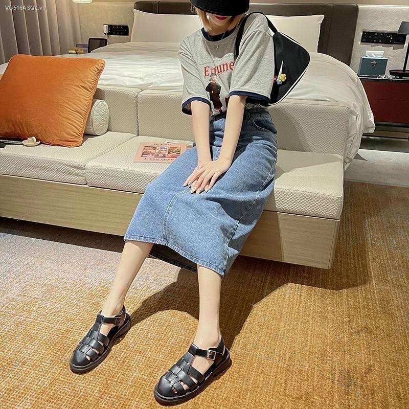 Giày Sandal xăng đan nữ Quai Chữ T quai rọ Thiết Kế Đơn Giản Phong Cách Roman