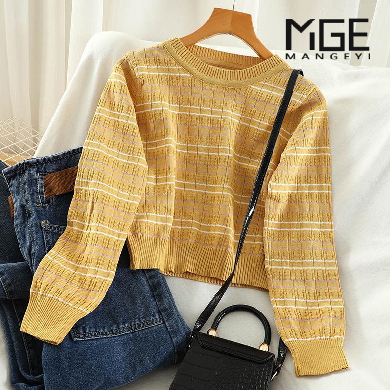 Áo Sweater Tay Dài Kẻ Sọc Ngang Trẻ Trung Phong Cách Hàn Quốc Cho Bạn Gái
