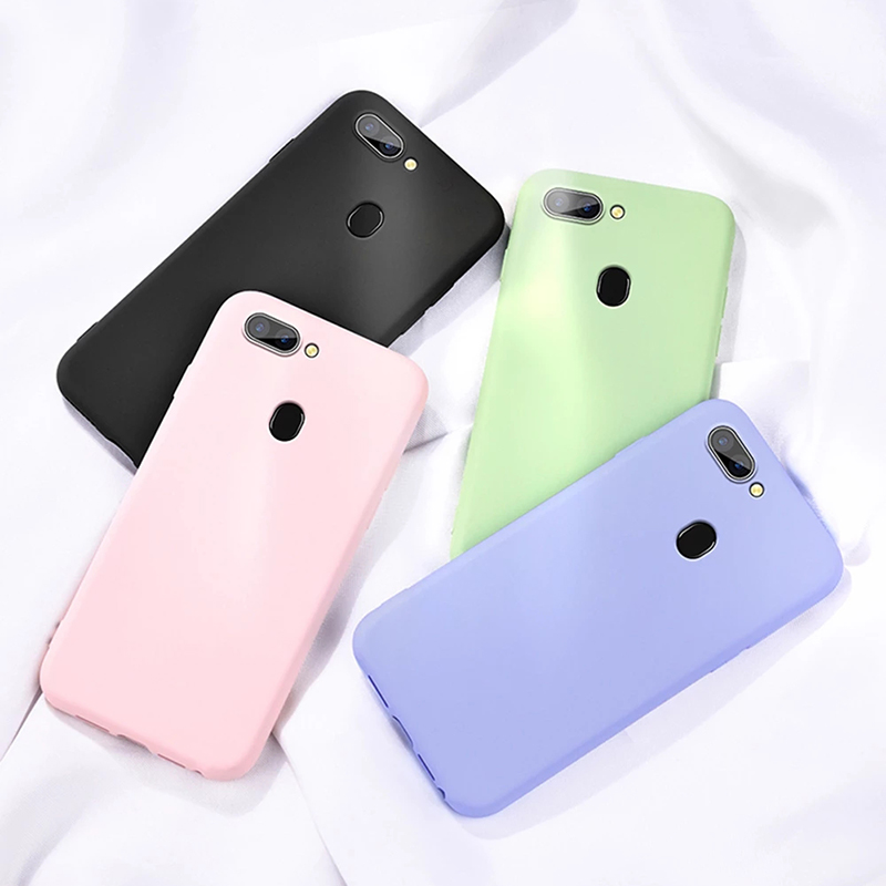Ốp Điện Thoại Silicon Mềm Màu Trơn Cho Oppo F9 F11 F17 Pro Realme C3 C11 C15