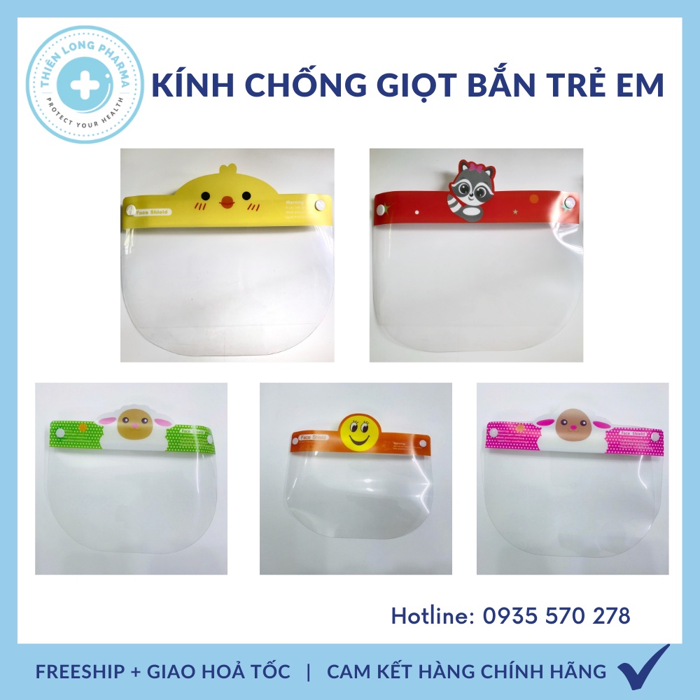 Kính chống giọt bắn trẻ em trong suốt, mặt nạ chống dịch cho bé/kid cao cấp, kính face shield chắn giọt bắn