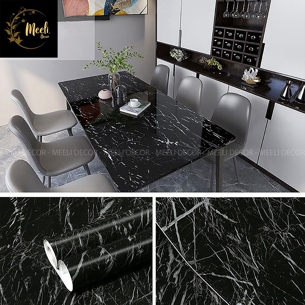 Giấy decal dán bếp vân đá Meeli Decor chống dầu mỡ dán tường giả đá sẵn keo dễ dán, kt 3m x 60cm, ME12