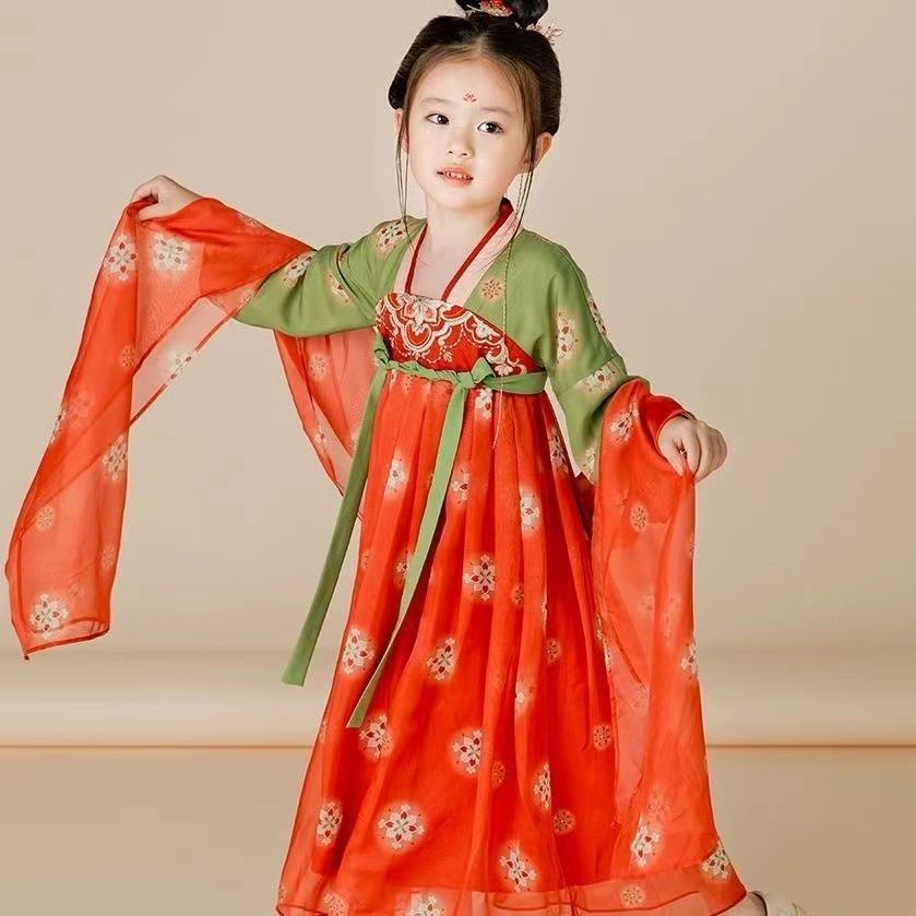 Đầm Hán Phục Phong Cách Trung Hoa Cổ Điển Thời Trang Xuân Thu Xinh Xắn Cho Bé Gái 08.11