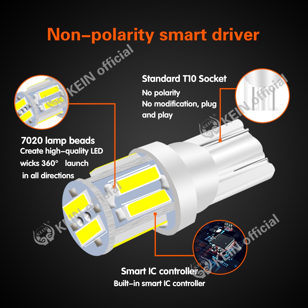 Bóng Đèn Led T10 2021 Mới W5W 10SMD 7020 T10 194 168 501 Gắn Bên Hông Xe Hơi / Mô Tô