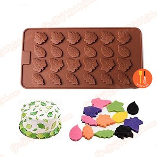 Khuôn silicon trang trí 24 chiếc lá mỏng decor socola chocolate