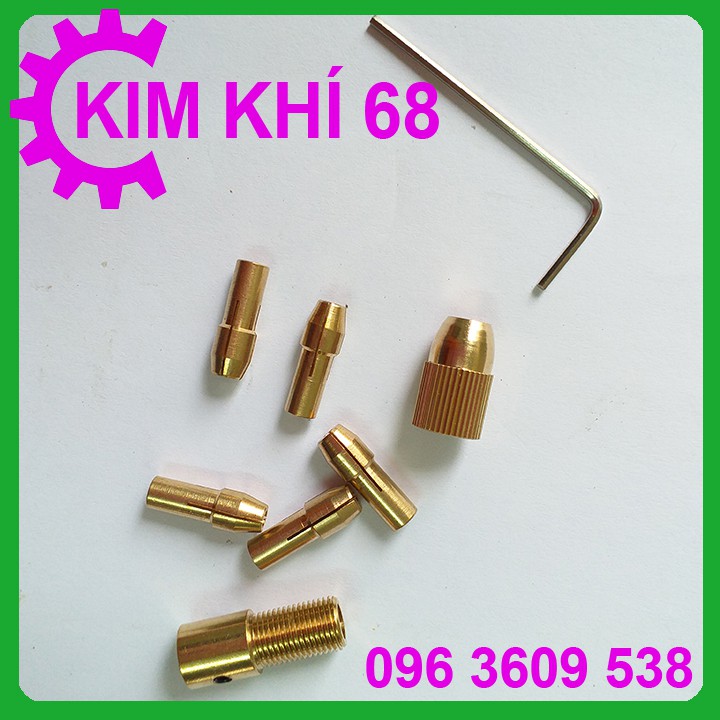 Bộ đầu kẹp chế máy khoan mini cầm tay từ motor trục 2.35mm 7 chi tiết