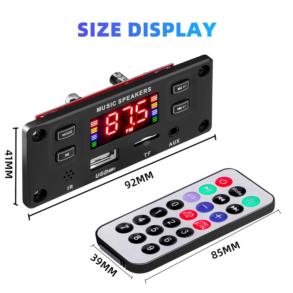 Bộ Khuếch Đại Âm Thanh Radio FM Bluetooth DC12V MP3 2*30 Cổng USB FM AUX Cho Xe Hơi