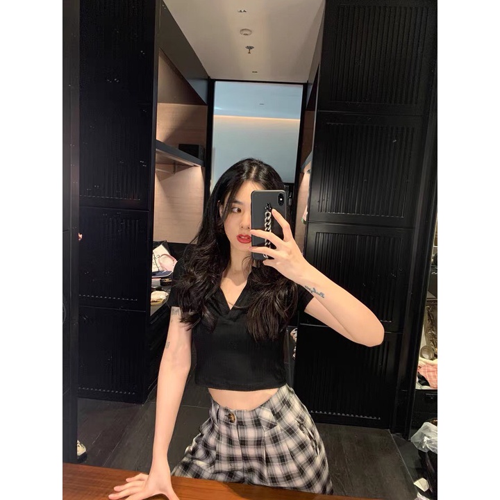 Áo croptop nữ cổ đức KOALA, croptop nữ tay ngắn siêu xinh - CT04 | BigBuy360 - bigbuy360.vn