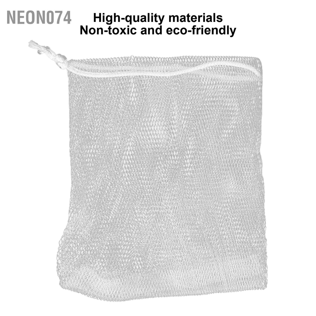 Neon074 10 cái Túi Xà Phòng Bong Bóng Lưới Du Lịch Tạo Bọt Di Động Tiết Kiệm Có Dây Rút