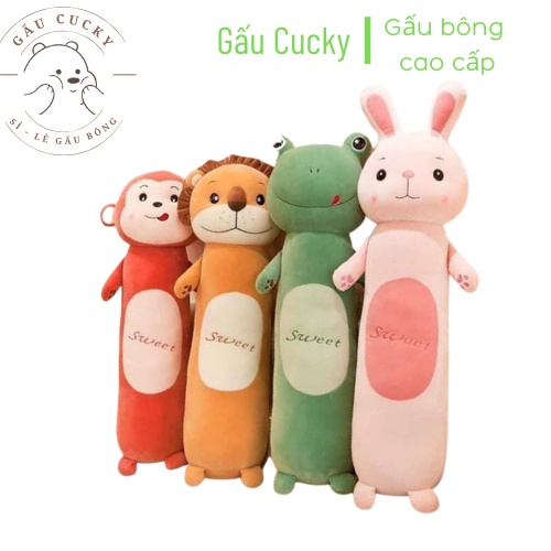 Gấu ôm dài 60cm, màu sắc rực rỡ mẫu thỏ, ếch, khỉ