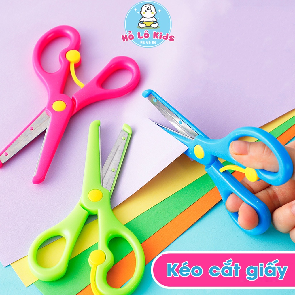 Kéo thủ công cho bé tập cắt giấy, kéo an toàn cho bé cute dễ thương Hồ Lô Kids