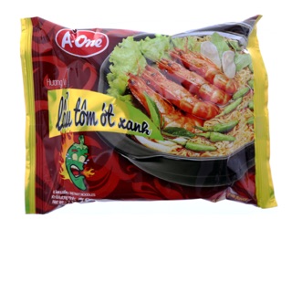 combo 10 gói Mì A-ONE lẩu tôm ớt xanh 79g