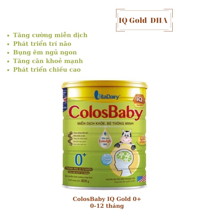 Sữa Colosbaby IQ Gold DHA 0+ 800g