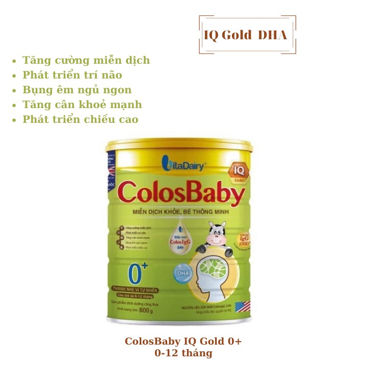 Sữa Colosbaby IQ Gold DHA 0+ 800g