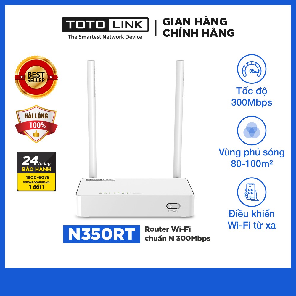 [Mã ELTO12 giảm đến 40K đơn 100K] Cục phát wifi router wifi chuẩn N TOTOLINK N350RT | BigBuy360 - bigbuy360.vn