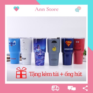 Ly Giữ Nhiệt Made In Thái Lan 900ml - Tặng Kèm Ống Hút Inox, Túi Giữ Nhiệt, Nắp Chống Tràn, Cọ Rửa Bình