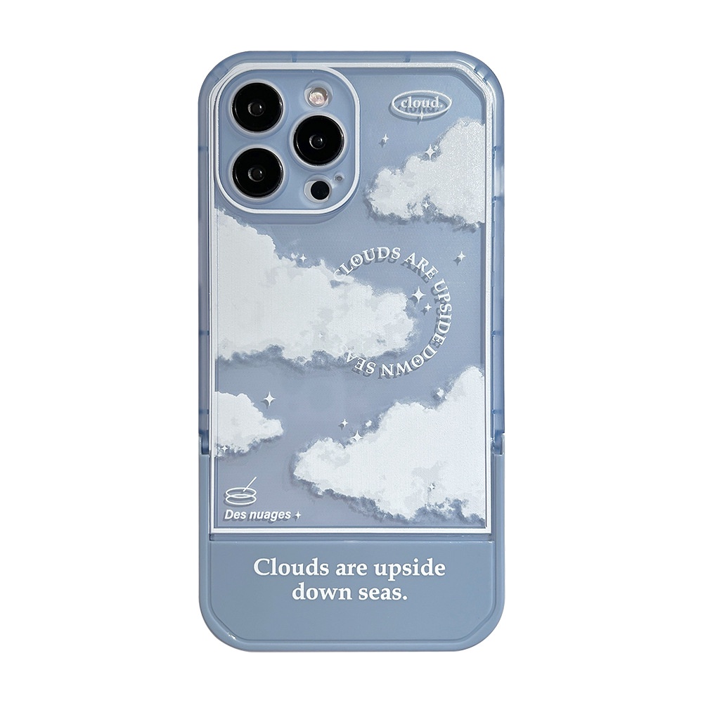 Ốp Điện Thoại Chống Sốc Họa Tiết Mây Trắng Có Giá Đỡ Cho IPhone 13 Pro Max 11 Pro 12 XR XS Max X 7 8 Plus SE 2020
