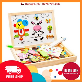 BẢNG NAM CHÂM GHÉP HÌNH - BỘ TRANH GHÉP NAM CHÂM 2 MẶT BẰNG GỖ