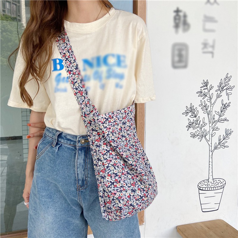 Túi Xách Canvas In Cánh Hoa Thân Thiện Với Môi Trường