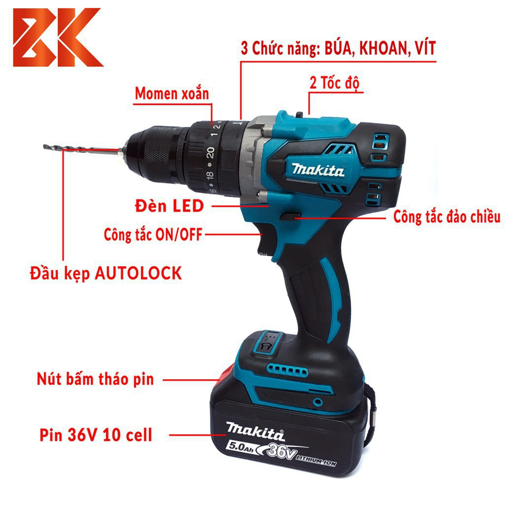 MÁY KHOAN PIN MAKITA 36V (SIÊU KHOE ,SIÊU BỀN )