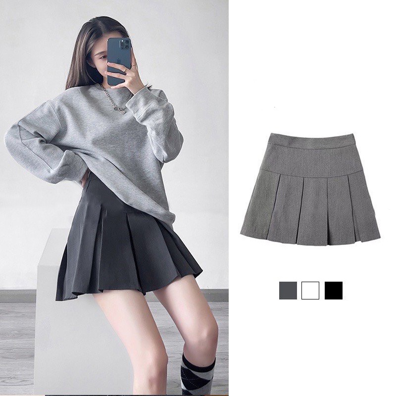 Chân váy Tennis xếp ly bản to dáng ngắn chữ A, Váy ngắn nữ lưng siêu cao phong cách Hàn Quốc