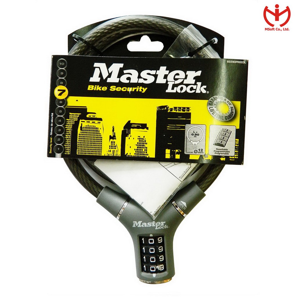 [Hỏa tốc HCM] Khóa dây xe đạp 4 số Master Lock 8229 EURD dài 0.9m x 12mm - MSOFT