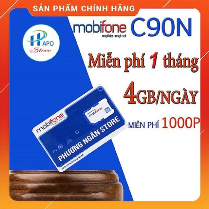 Sim 4G mobi 4G/ngày- C90N [CHÍNH HÃNG]/ sim data tốc độ cao nghe gọi không giới hạn