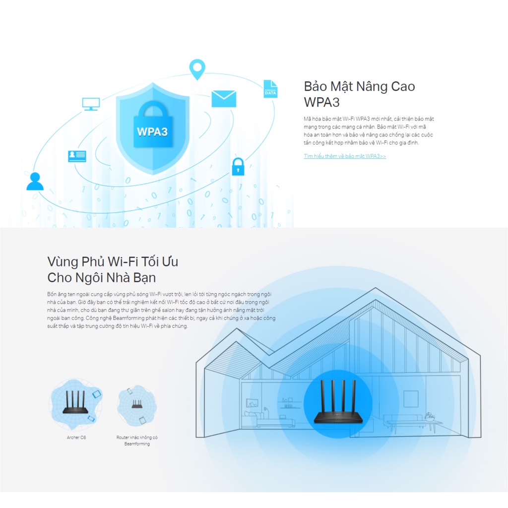 XÃ KHO  TP-Link Archer C6v3 Phát WiFi Gigabite Hỗ Trợ OneMesh