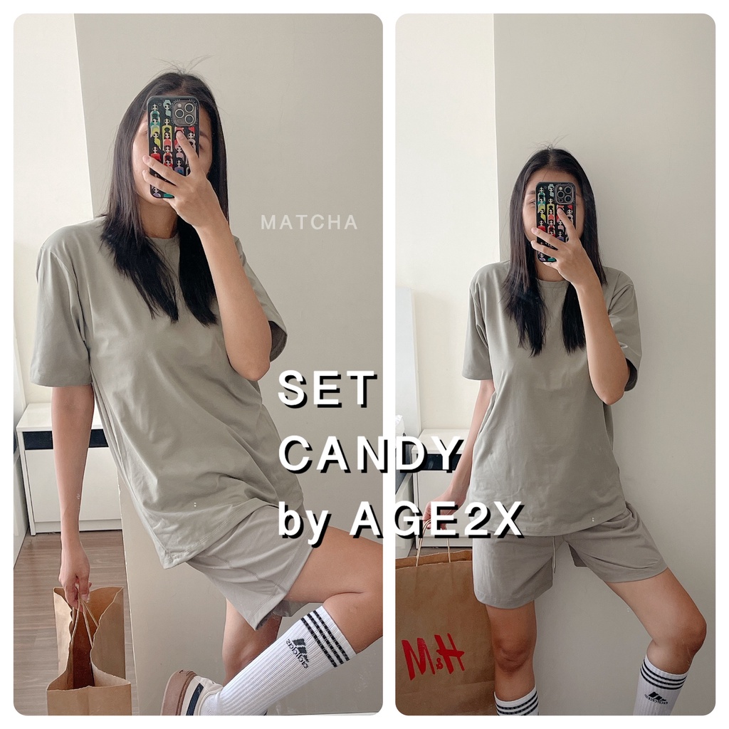 Set Candy Gồm Áo Thun Oversize Và Quần Short ống rộng Form Boy AGE2X chính hãng