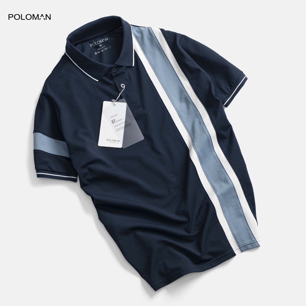 Áo Polo nam cổ bẻ phối UZA vải cá sấu Cotton xuất xịn,chuẩn form,sang trọng-lịch lãm màu XANH P45 - POLOMAN | BigBuy360 - bigbuy360.vn