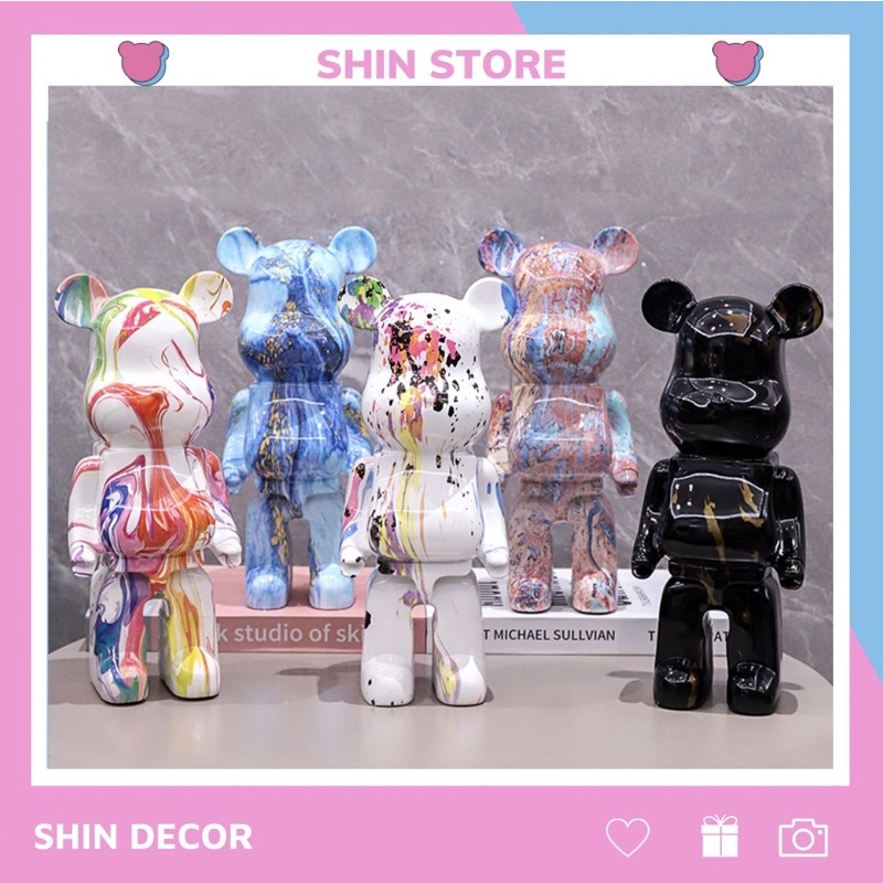 BearBrick 400%,Mô Hình Bearbrick Bản Sơn Loang trang trí phòng khách sz 28 - SHIN STORE