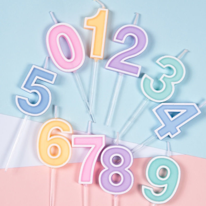 Nến Số Tone Màu Pastel Viền Trắng Trang Trí Bánh Kem Trang Trí Sinh Nhật Đáng Yêu - Yori Party