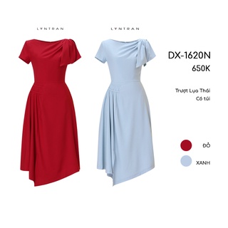 Váy xòe lyn tran dx-1620n nhún ly vai kèm nơ