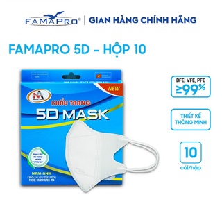 Khẩu trang y tế kháng khuẩn 3 lớp Famapro 5D Mask 10 cái hộp