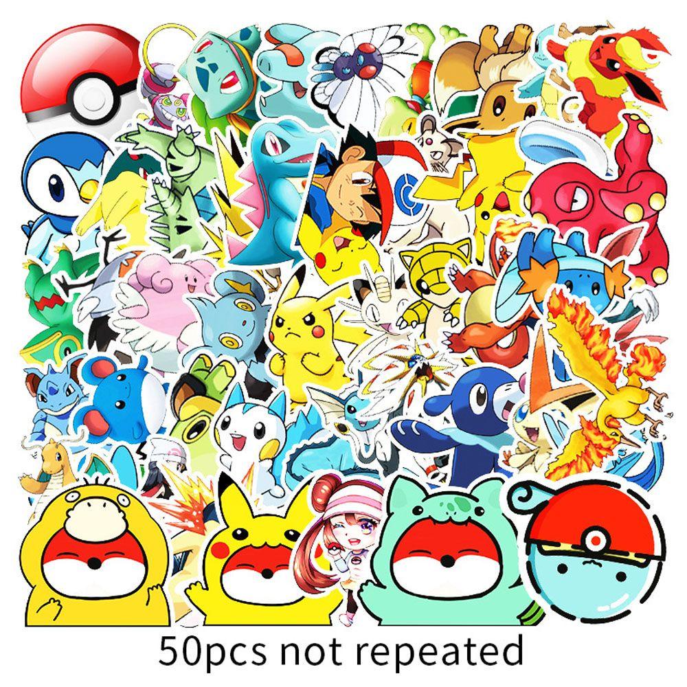 Bộ 50 Miếng Dán Hoạt Hình Pokemon Dùng Trang Trí Phong Cách Cổ Điển