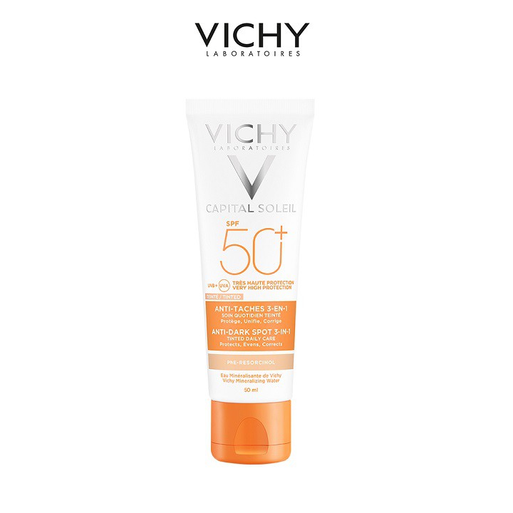 Kem Chống Nắng Giảm thâm nám Vichy Capital Soleil Spf 50+ Anti Taches 3 en 1 50ml (thái hà shop)