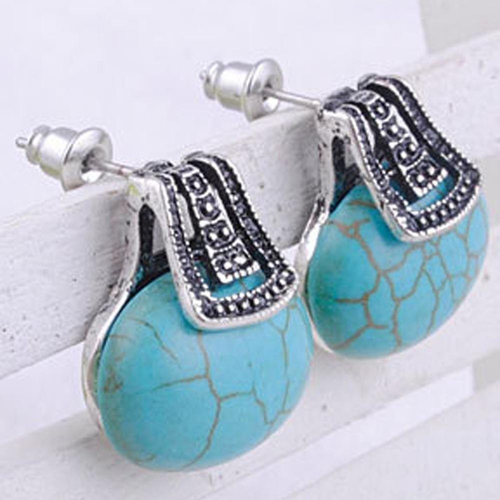 Bông Tai Đính Đá Ngọc Lam Phong Cách Cổ Điển