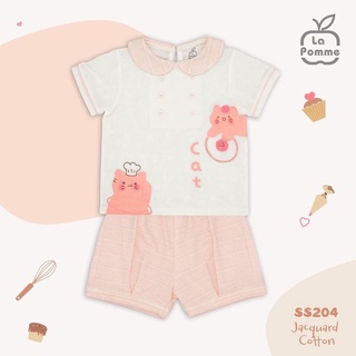 La pomme SS204 Bộ quần áo cộc tay La Pomme Mèo hồng