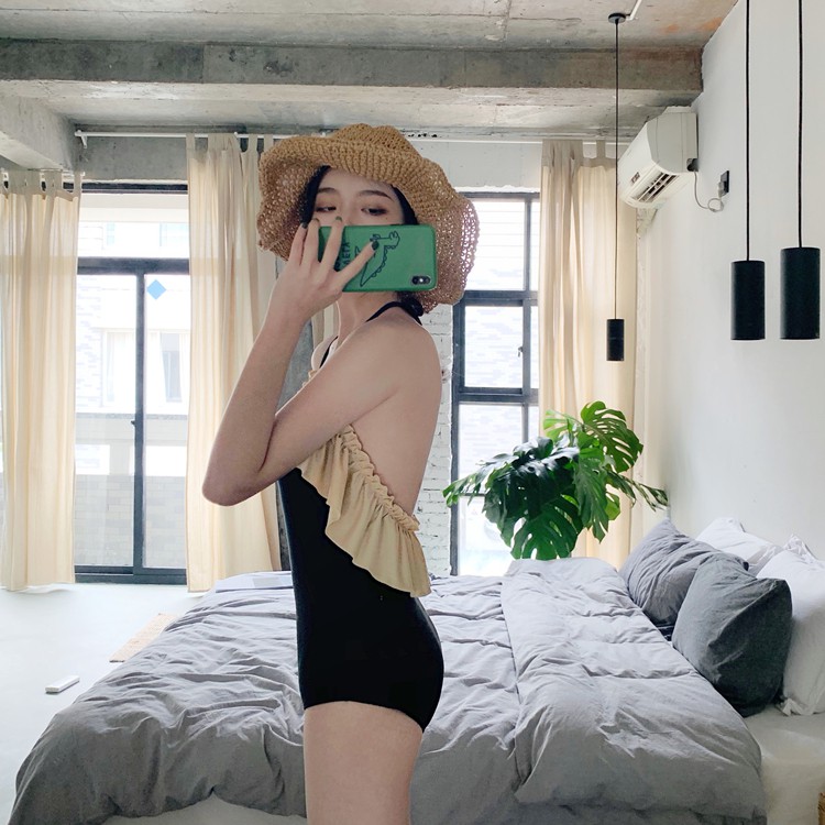 Bộ Đồ Bơi Một Mảnh Phối Bèo Màu Trắng Đen Thời Trang Cho Nữ | BigBuy360 - bigbuy360.vn